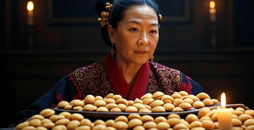 mujer con galletas chinas